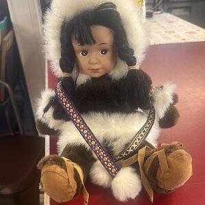 Adorable Brown and White Plush Doll